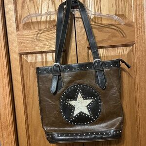 Country Road Brown and Black Leather Bag